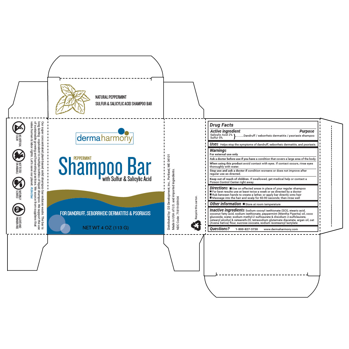 Sulfur & Salicylic Acid Dandruff Shampoo Bar - Peppermint