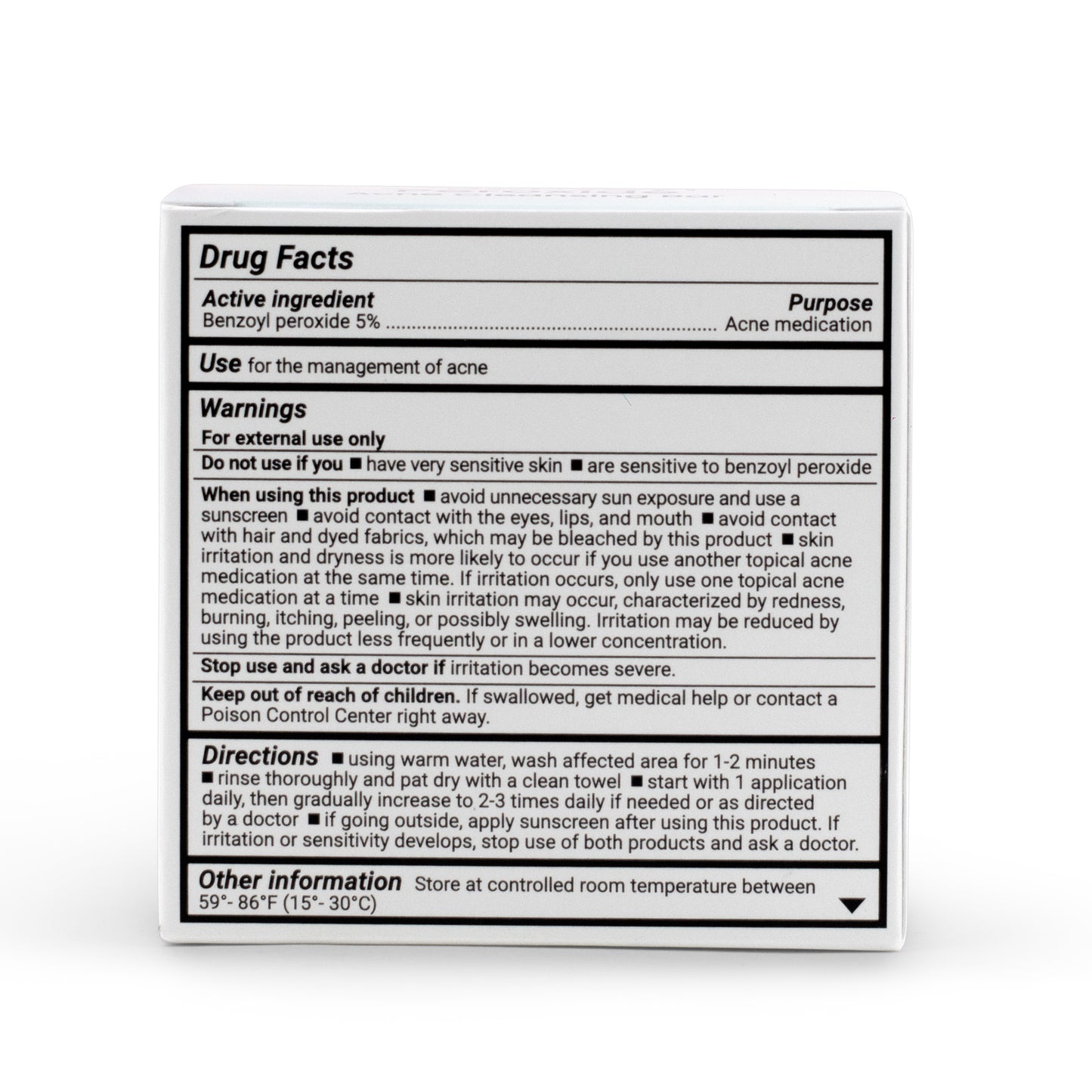 5% Benzoyl Peroxide Cleansing Bar (non-soap) - Unscented